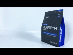 Personalisierte Flachbodenbeutel Plastikweißproteinpulver Gesundheit Lebensmittelverpackungstüte mit Reißverschluss