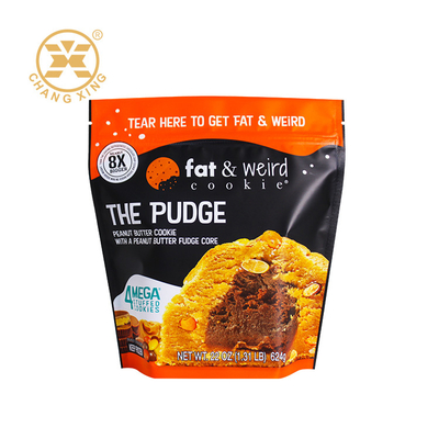 Custom Printed Cookie Stand Up Pouch Chocolate Chip Zipper Food Packaging Bag Chocolate Chip Cookie Packing Bag