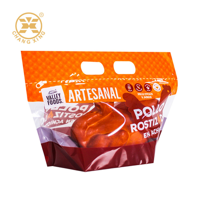Custom Hand Punch Hole Zipper Top Roast Chicken Packaging Bag Plastic Roast Grilled Chicken Bag