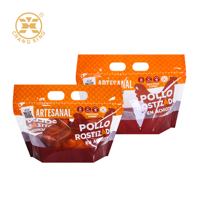 Custom Hand Punch Hole Zipper Top Roast Chicken Packaging Bag Plastic Roast Grilled Chicken Bag