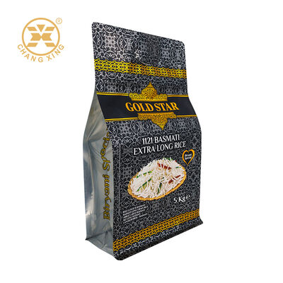 Custom Plastic 5kg Rice Packaging Bags Resealable Zip Lock Pouch Printed Rice Bag with Handle Flat Bottom Bags