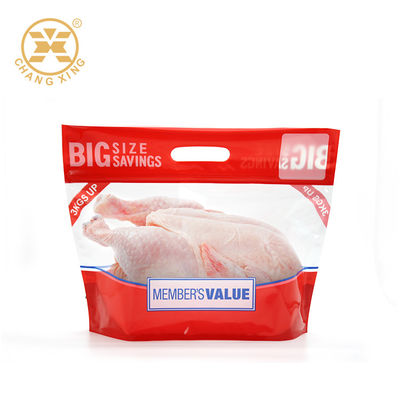 Qualität  VMPET EXPE Stand Up Pouch With Handle Roast Chicken Plastic Packaging For Frozen Food Fabrik