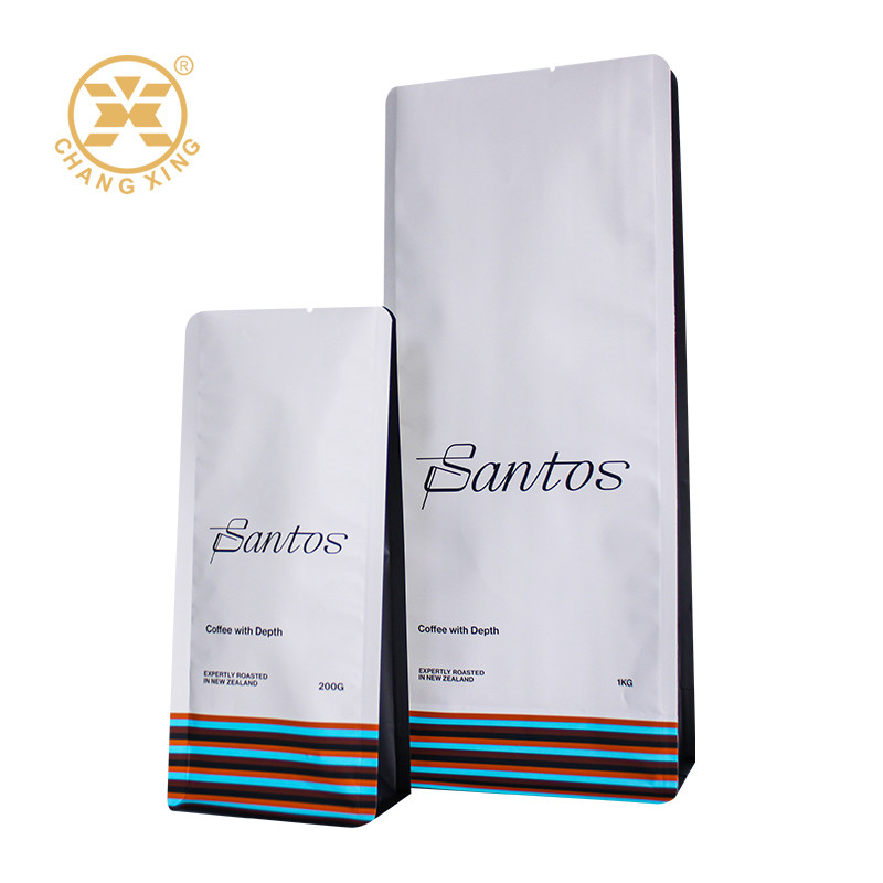 200g 250g 500g 1000g 1kg Flat Bottom Coffee Pouch Stand Up Coffee Bags Custom Moisture Proof Zipper Bags