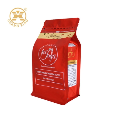 Hochglänzender 16-Unzen-Beutel für geröstete Kaffeebohnen mit Kastenboden, Reißverschluss und Ventil
