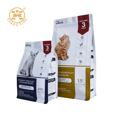 Besonders hochwertig gedruckte Folie Mylar 8 Seiten Siegel Tasche für Haustiere Verpackung Quadratische Unterseite Haustier Katzenfuttertasche