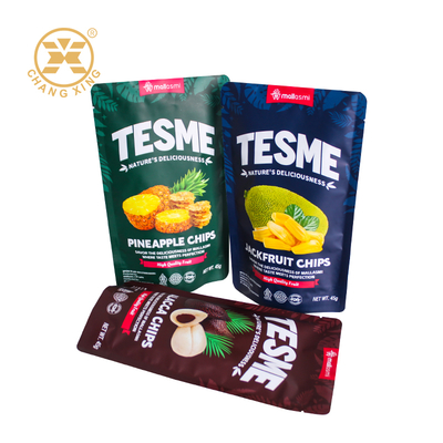Individuelles Druckdesign für Standbodenbeutel Kartoffelchips Verpackung Kunststoff Bananen-Kokos-Chips Verpackung Trockenfutter Standbodenbeutel