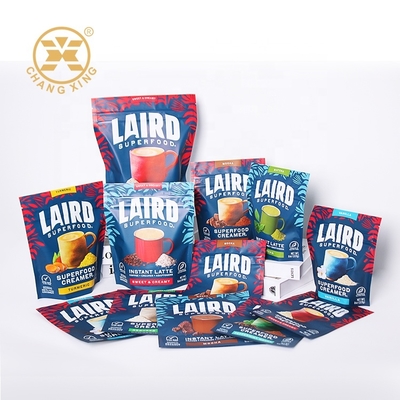 Multikolorige Druckfolie aus Aluminium und Ziplock Lebensmittelverpackung Stand-up Taschen mit kundenspezifischem Design für Instant Drink Pulver Lebensmittel