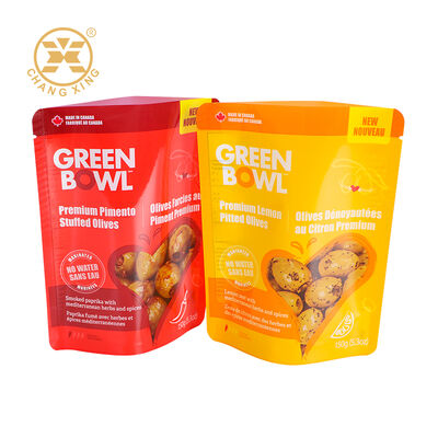 Anpassbare Snack-Verpackungsbeutel mit Aufreißkerbe und Standbodenbeutel-Design, geeignet für verschiedene Snack-Typen