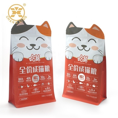 LDPE-Hunde-Cat Pet Food Packaging Bags 5kg Seitendichtung des Kasten-untere Reißverschluss-Beutel-acht